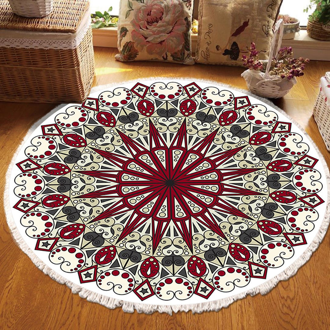 NNEAGS 2X 120cm Mandala Modern Ethnic Tassel Print Anti-slip Doormat, Home Decor