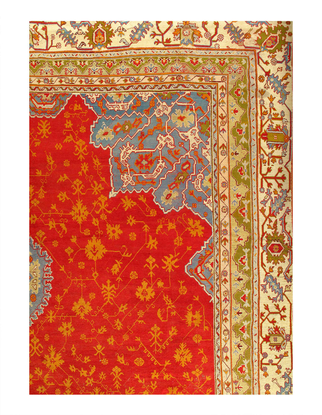 Decorative Rustic Red Color Antique Tribal Center Medallion Design Turkish Oushak Rug 22'3'' X 37''