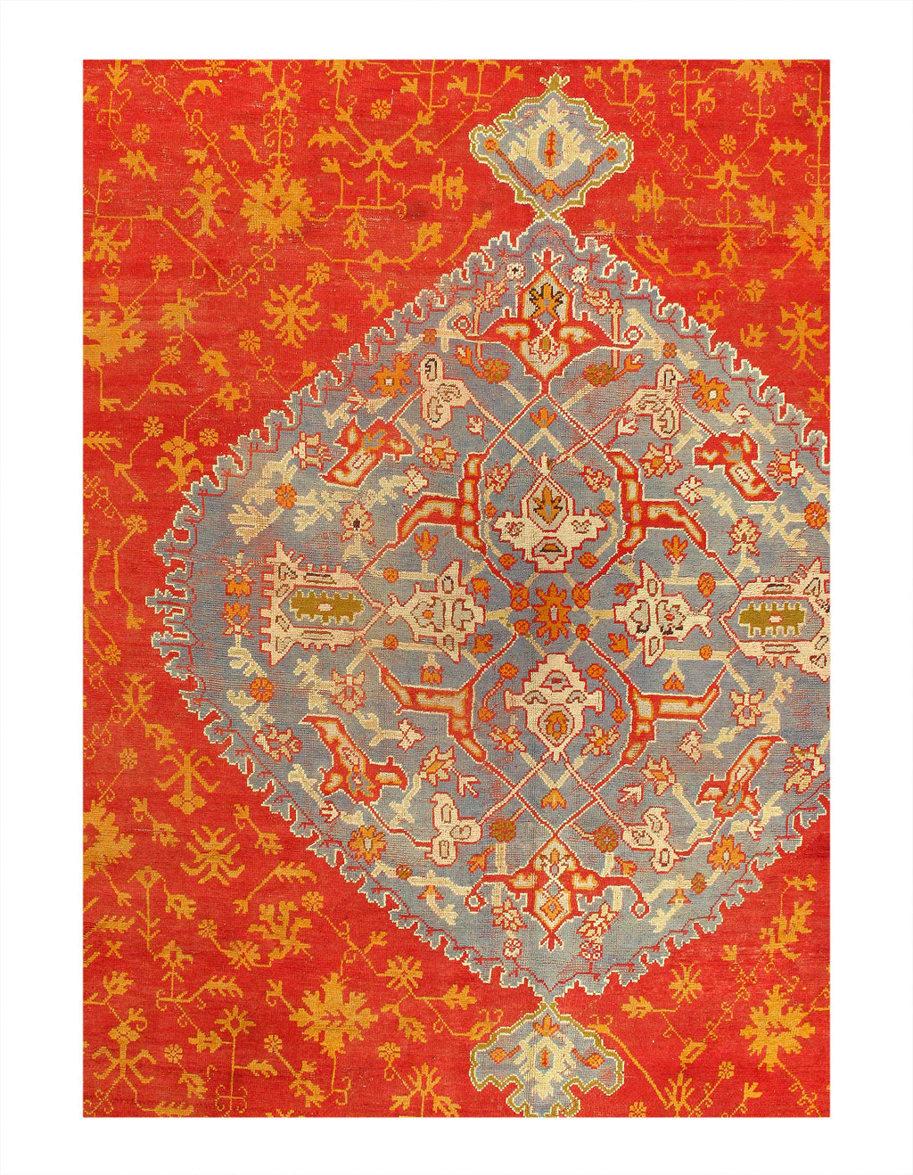 Decorative Rustic Red Color Antique Tribal Center Medallion Design Turkish Oushak Rug 22'3'' X 37''