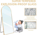 Arched Full Length Mirror 71x32 Inches Gold Aluminum Floor
