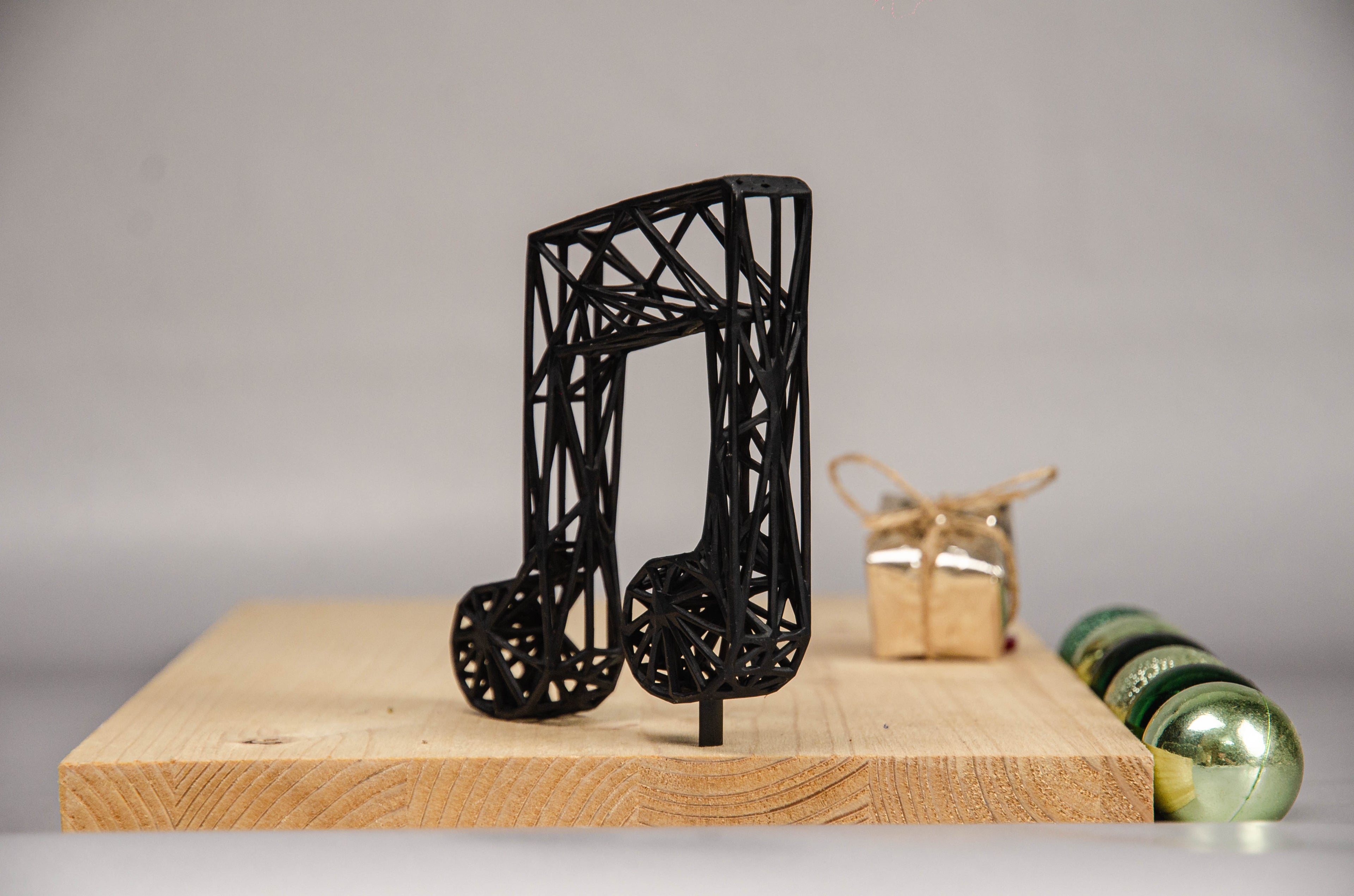 Eighth Note Tabletop Decor – Unique Grid Musical Note Sculpture - Modern and Bohemian Home Decor