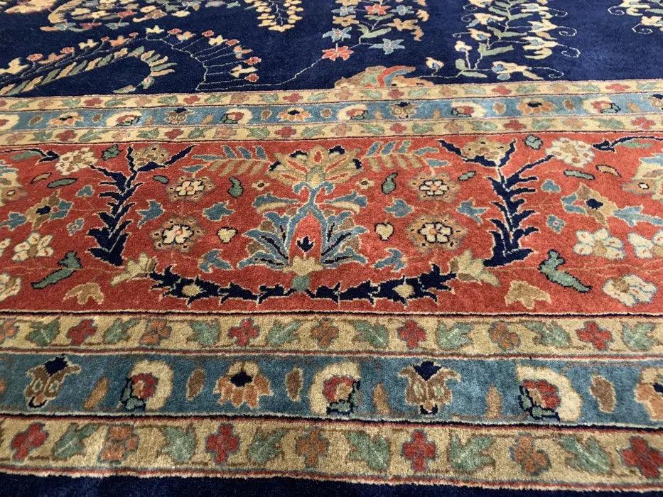 Canvello Navy Blue Fine Hand Knotted Silkroad sarouk Design 12'4'' X 17'8''