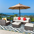 NNECW 6 Pieces Patio Rattan Sectional Furniture Set with Seat Cushion for Backyard
